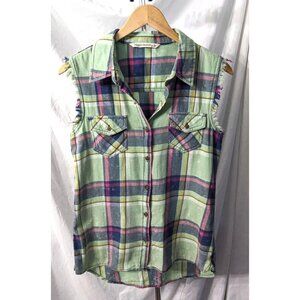 HIPPIE LAUNDRY Pastel Acid-Washed 100% Cotton Sleeveless Button Down Size M
